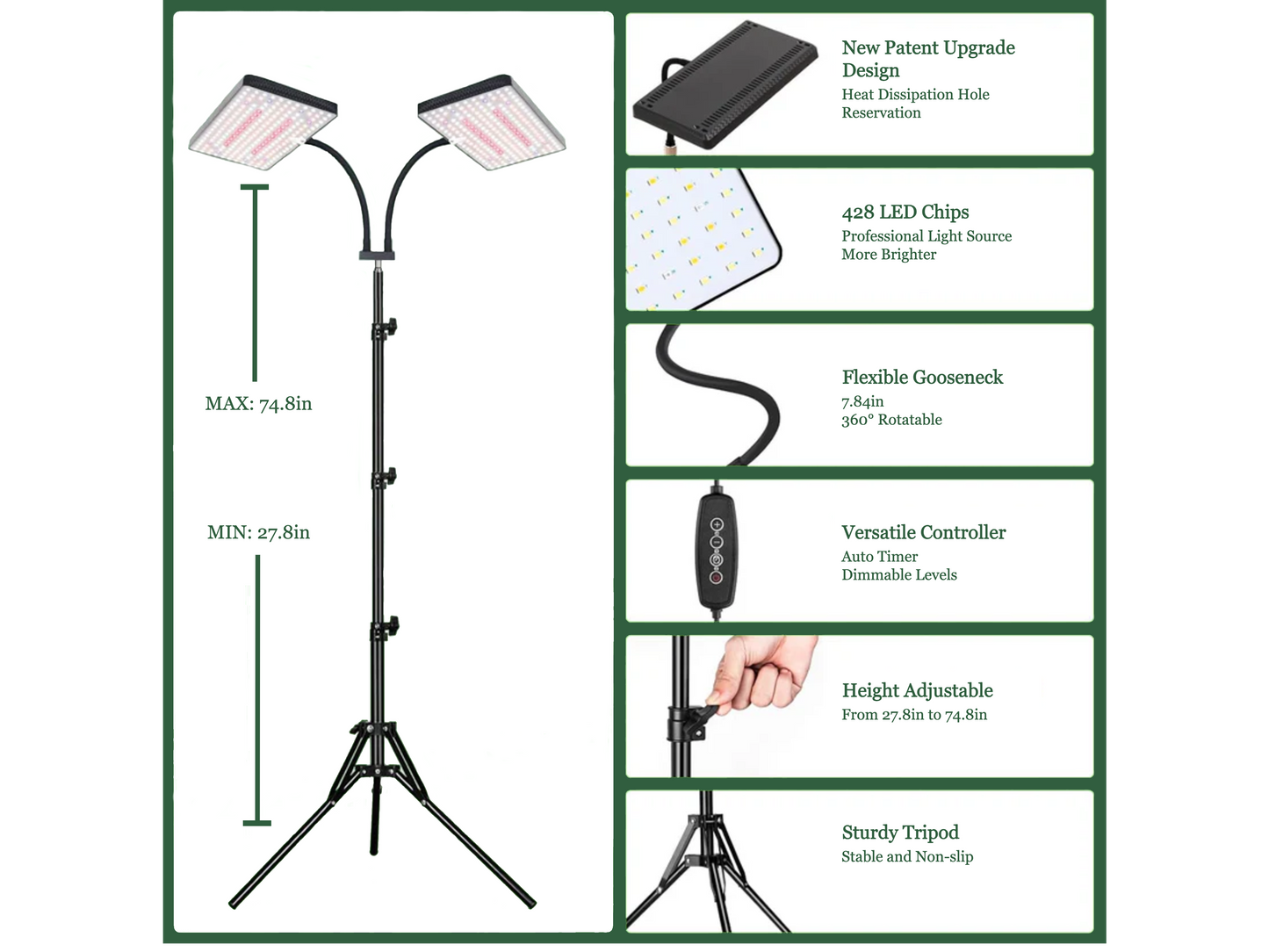 Seedling Starter Grow Light (Dual Head)