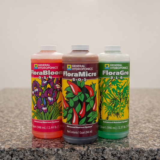 General Hydroponics Flora Series — 3-Part Nutrient System (Quart)