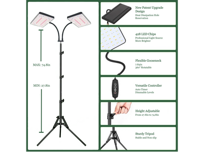 Seedling Starter Grow Light (Dual Head)
